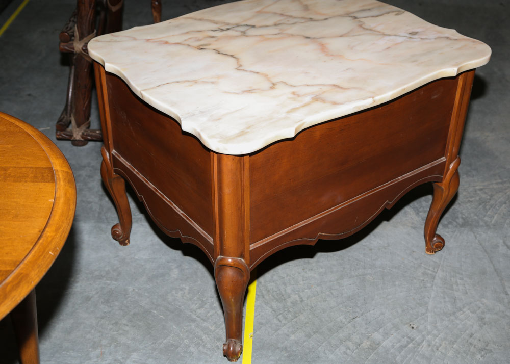 Vintage Marble Top French Provincial End Table