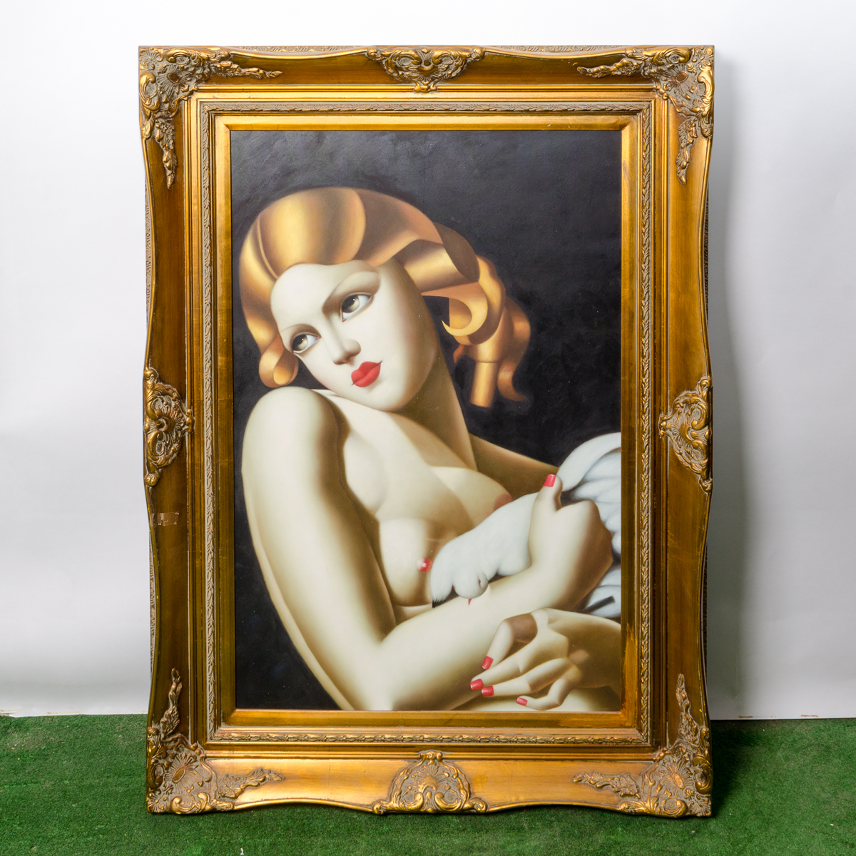 Copy Painting After Tamara de Lempicka "Woman with Dove"