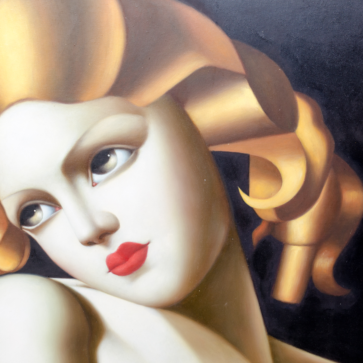 Copy Painting After Tamara de Lempicka "Woman with Dove"
