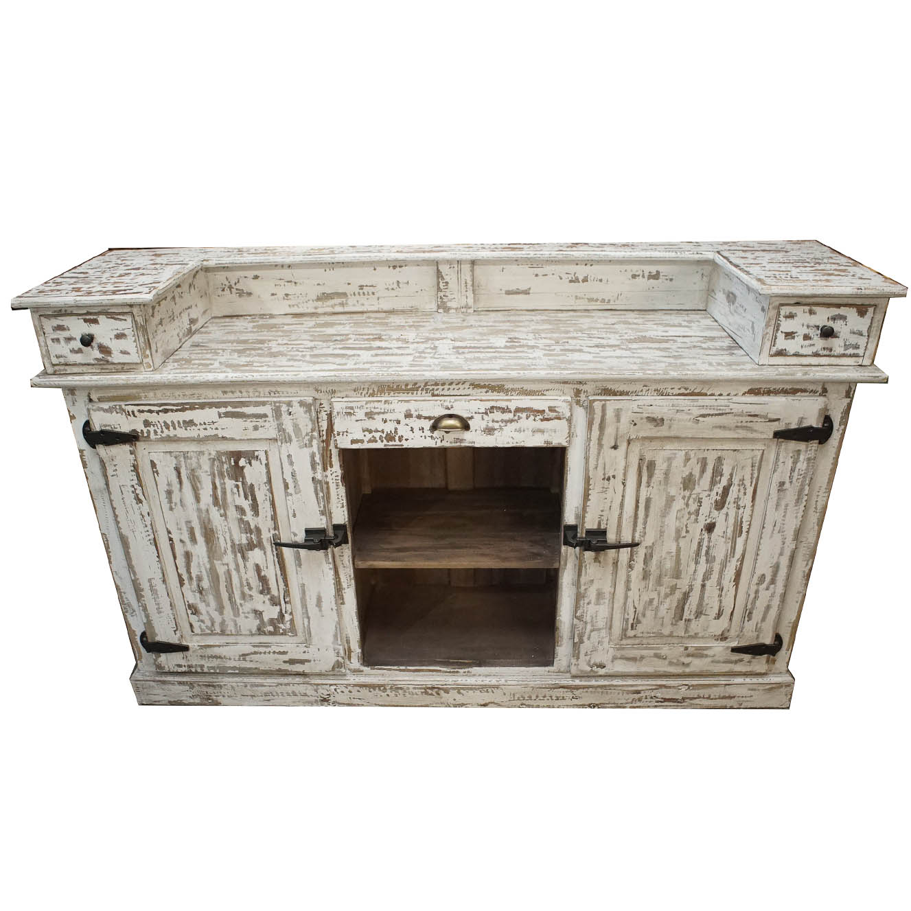 Distressed White Wooden Bar