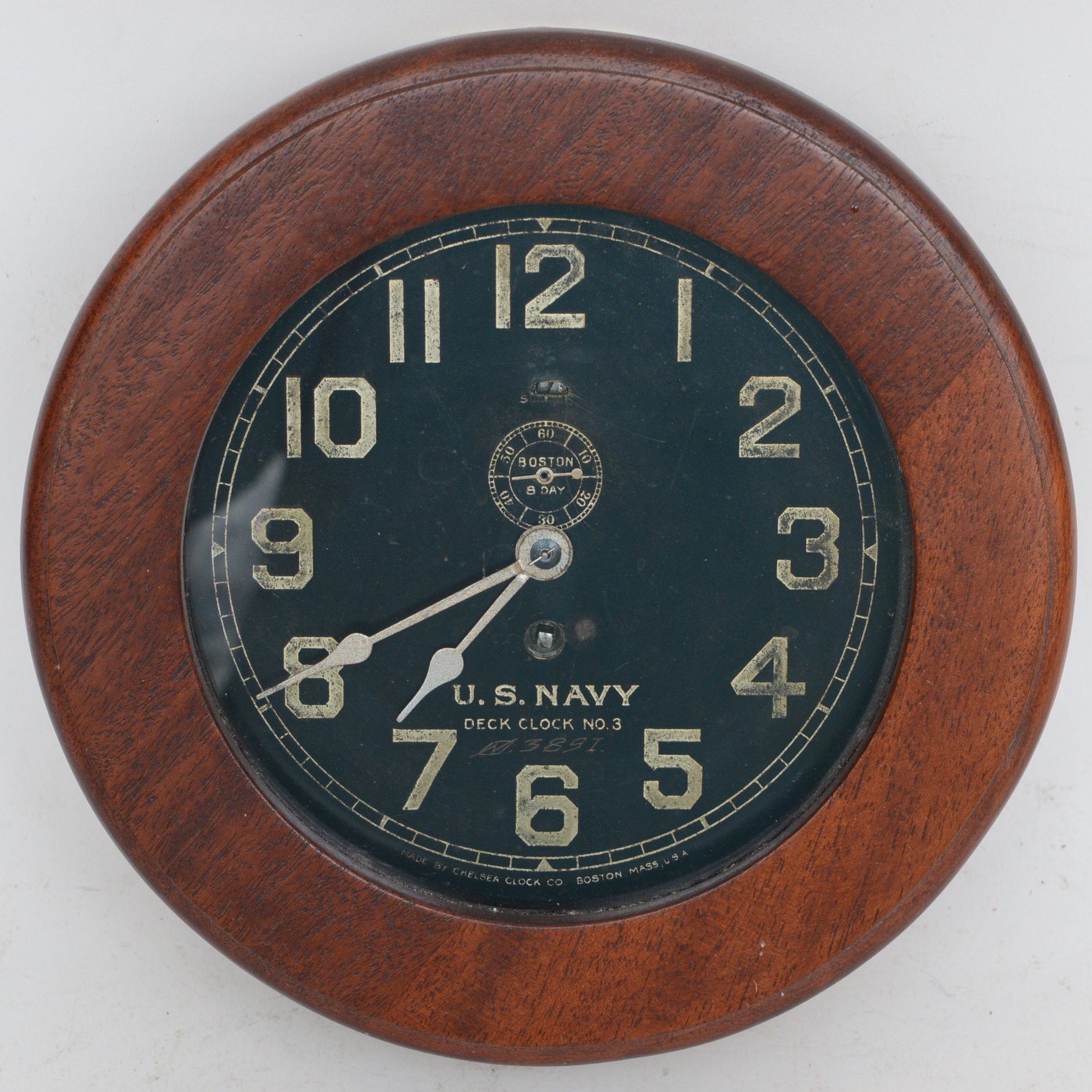 Chelsea Boston U.S. Navy 8 Day Deck Clock No. 3, circa 1905-1909