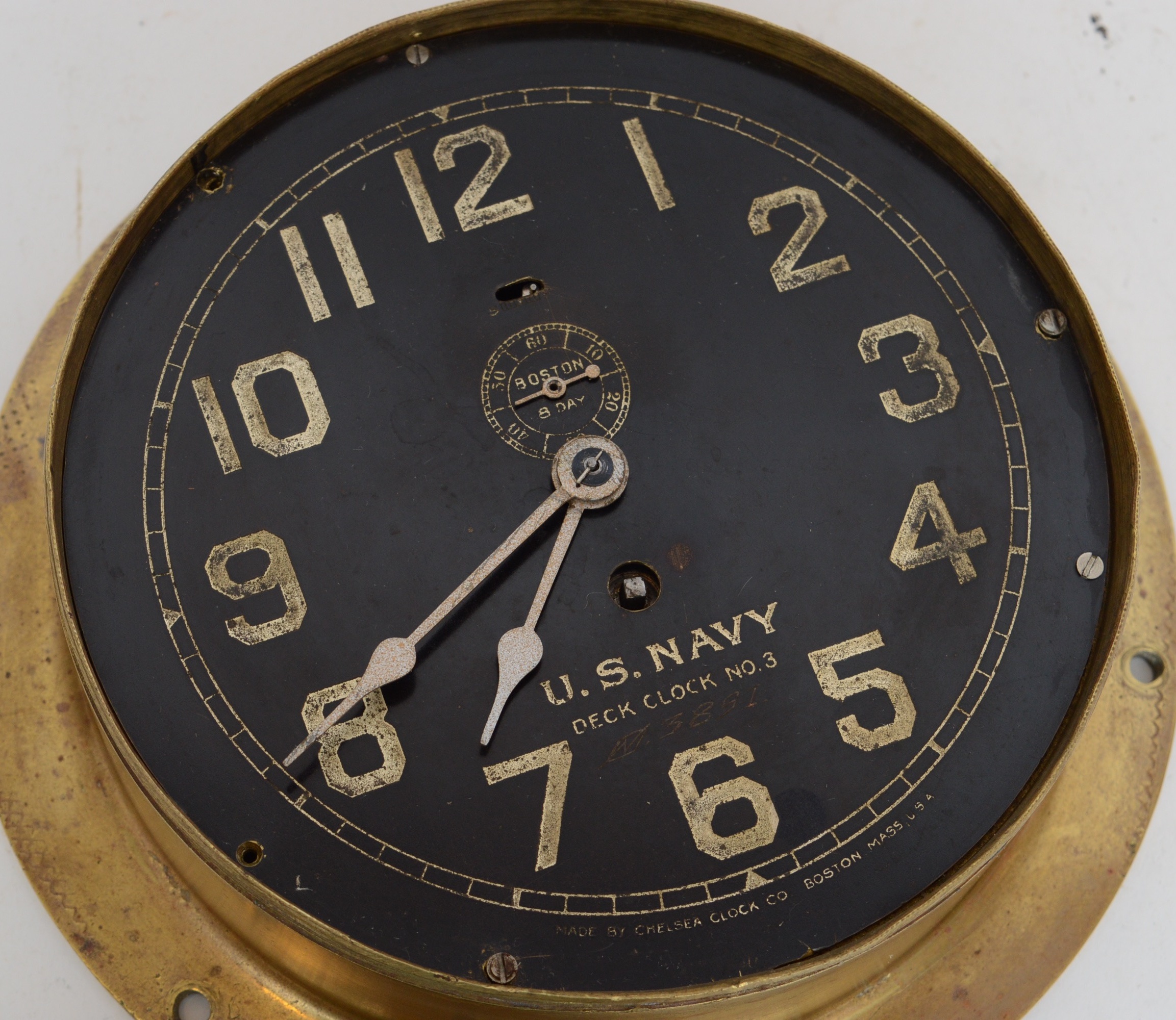 Chelsea Boston U.S. Navy 8 Day Deck Clock No. 3, circa 1905-1909