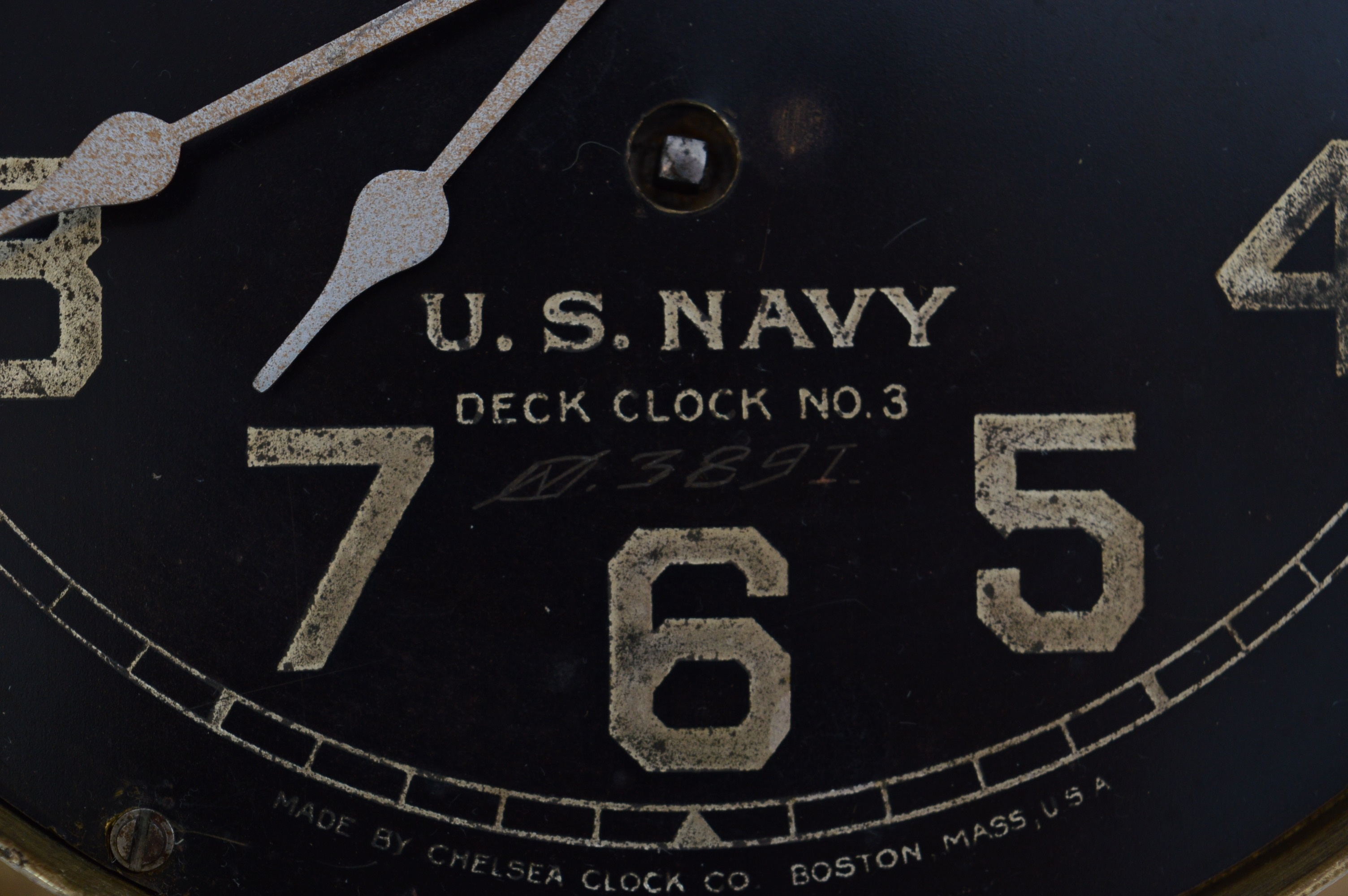 Chelsea Boston U.S. Navy 8 Day Deck Clock No. 3, circa 1905-1909