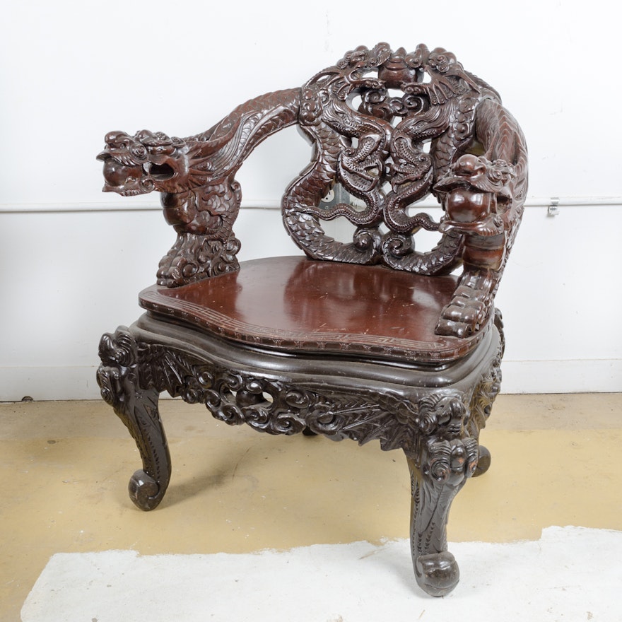 Chinese Dragon Carved Chair
