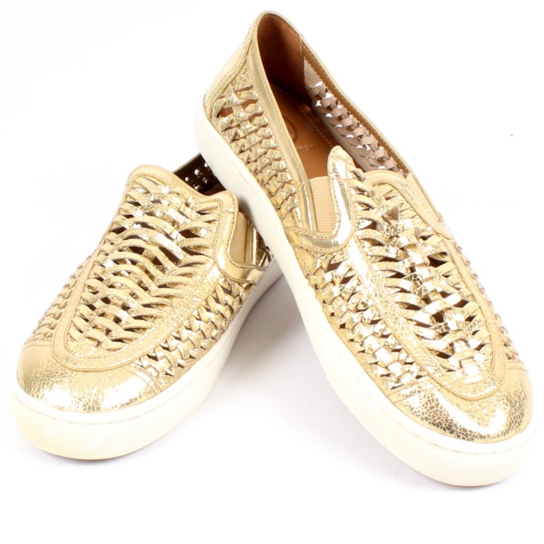 Tory Burch Metallic Huarache Slip-On Sneakers