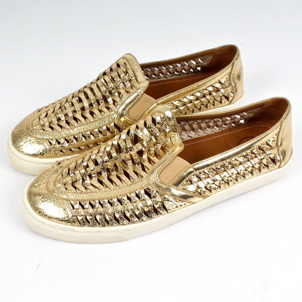 Tory Burch Metallic Huarache Slip-On Sneakers