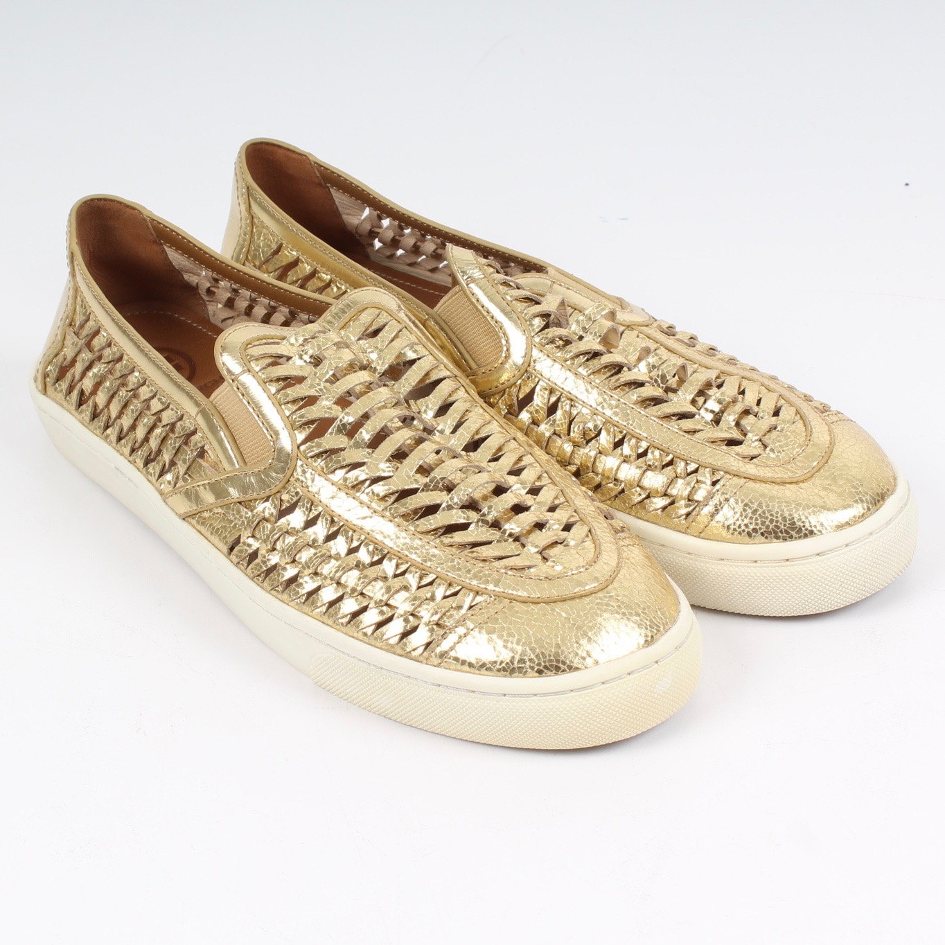 Tory Burch Metallic Huarache Slip-On Sneakers