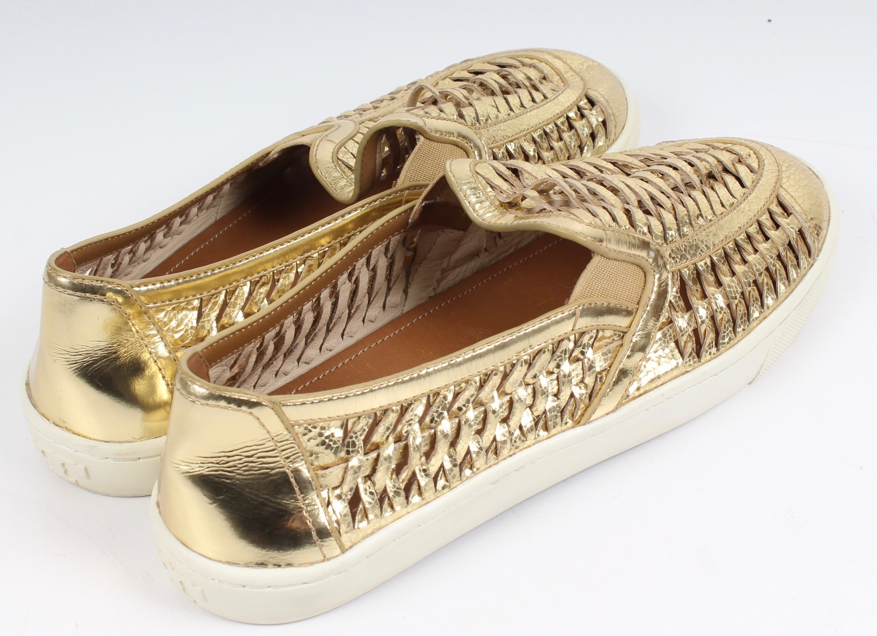 Tory Burch Metallic Huarache Slip-On Sneakers