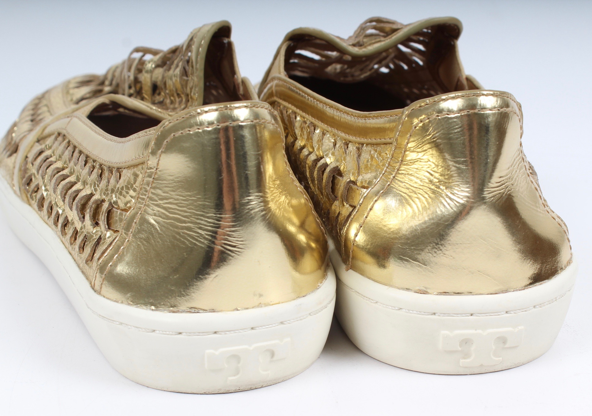 Tory Burch Metallic Huarache Slip-On Sneakers