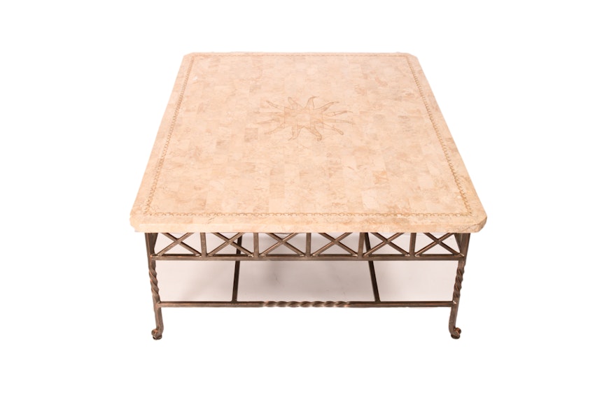 Metal Coffee Table with Marble Top