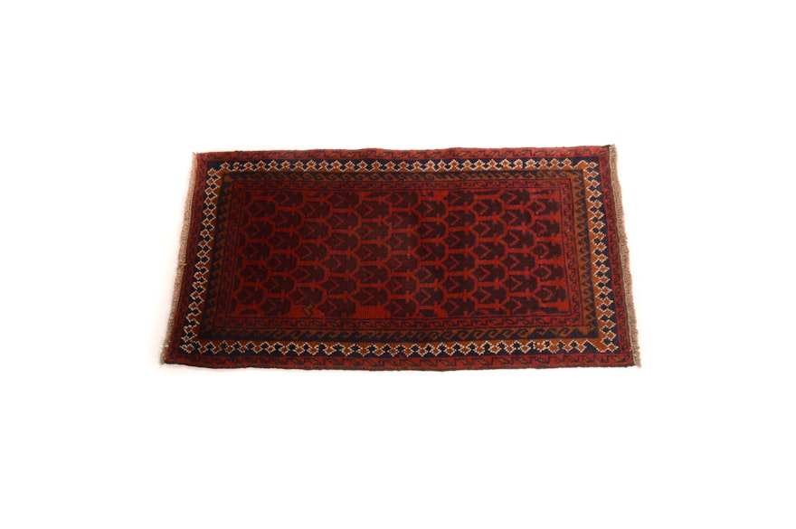 Vintage Hand-Knotted Turkmen Wool Accent Rug