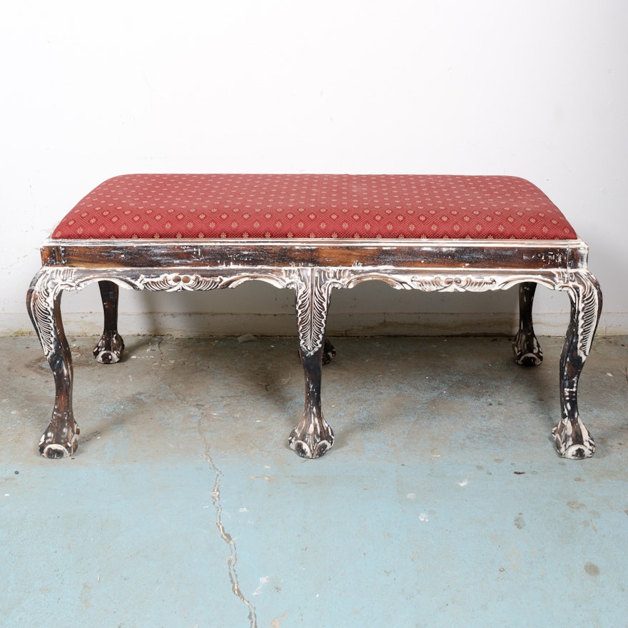 Chippendale Style Upholstered Bench