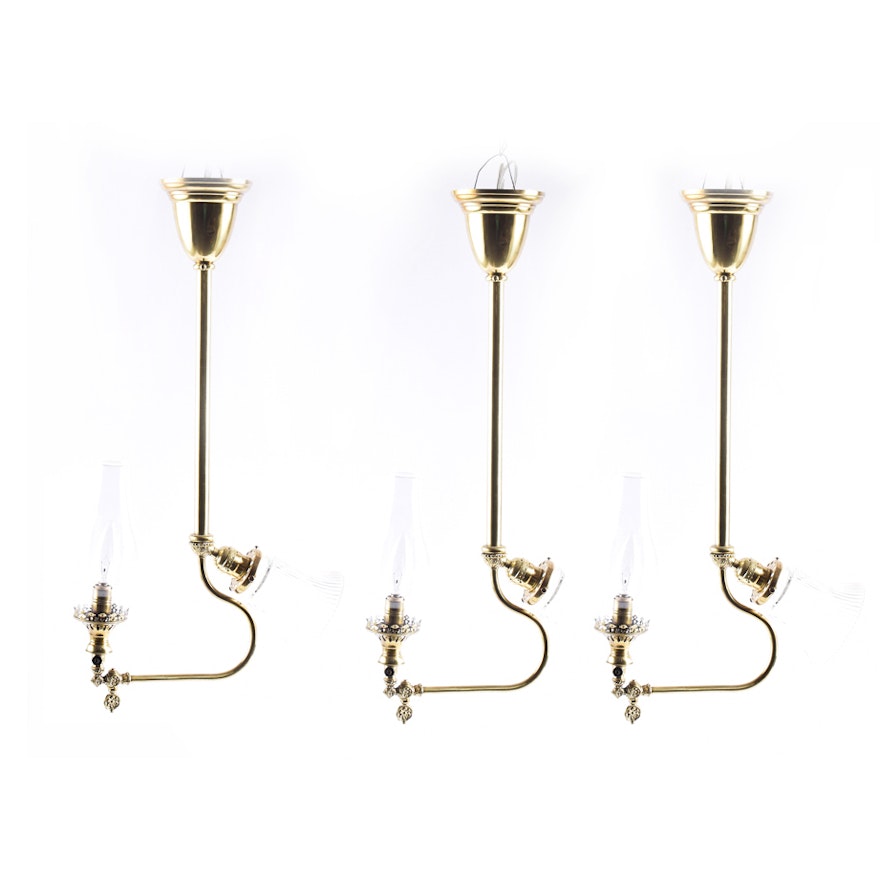 Converted Brass Pendant Lights