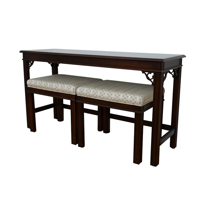 Chippendale Style Console Table and Nesting Stools by Sherrill