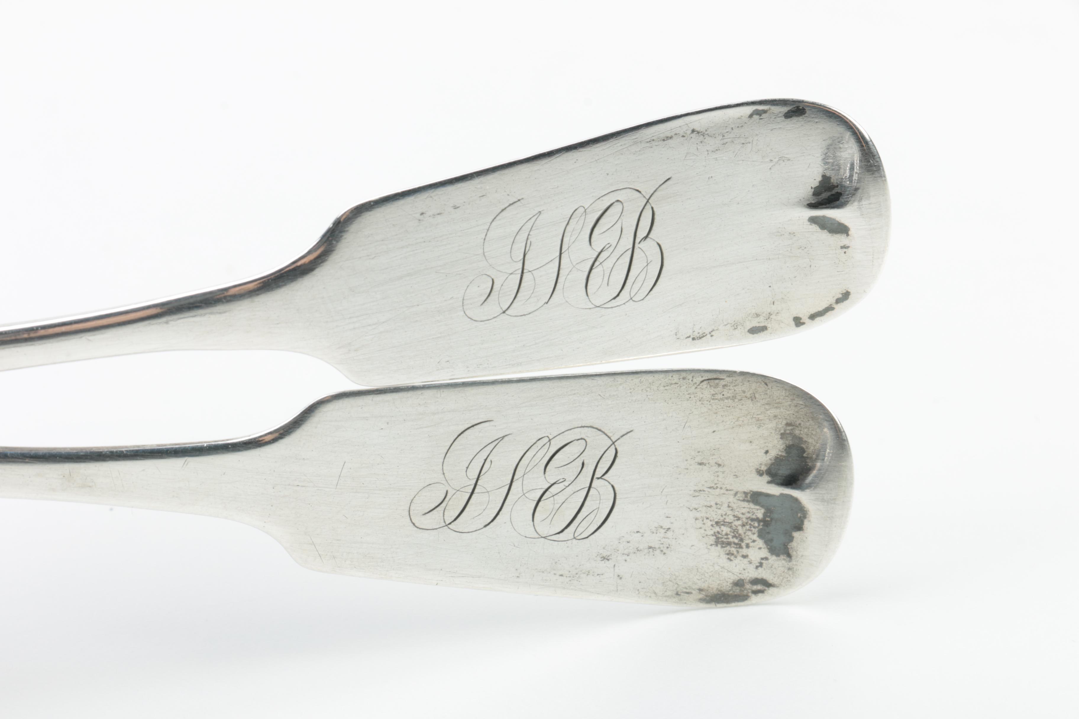 A.C. Benedict Coin Silver Spoons with 850 Silver Spoon and Wood Display