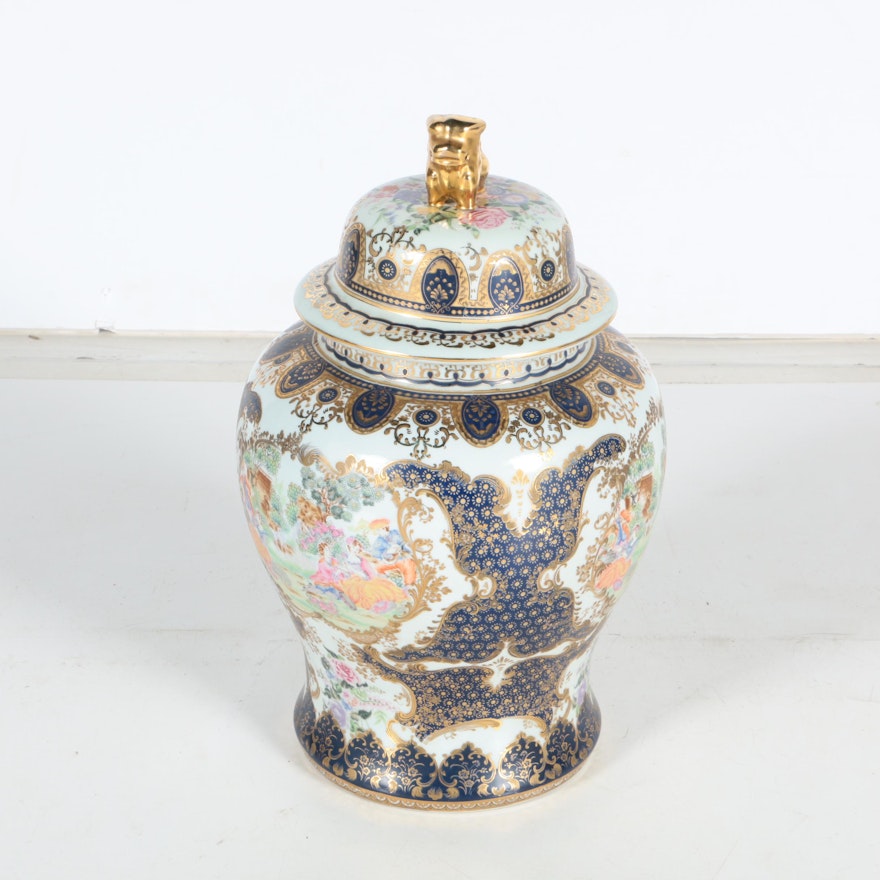 Large European Style Chinese Covered Urn