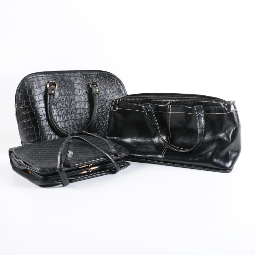 Black Leather Handbags Including Kenneth Cole