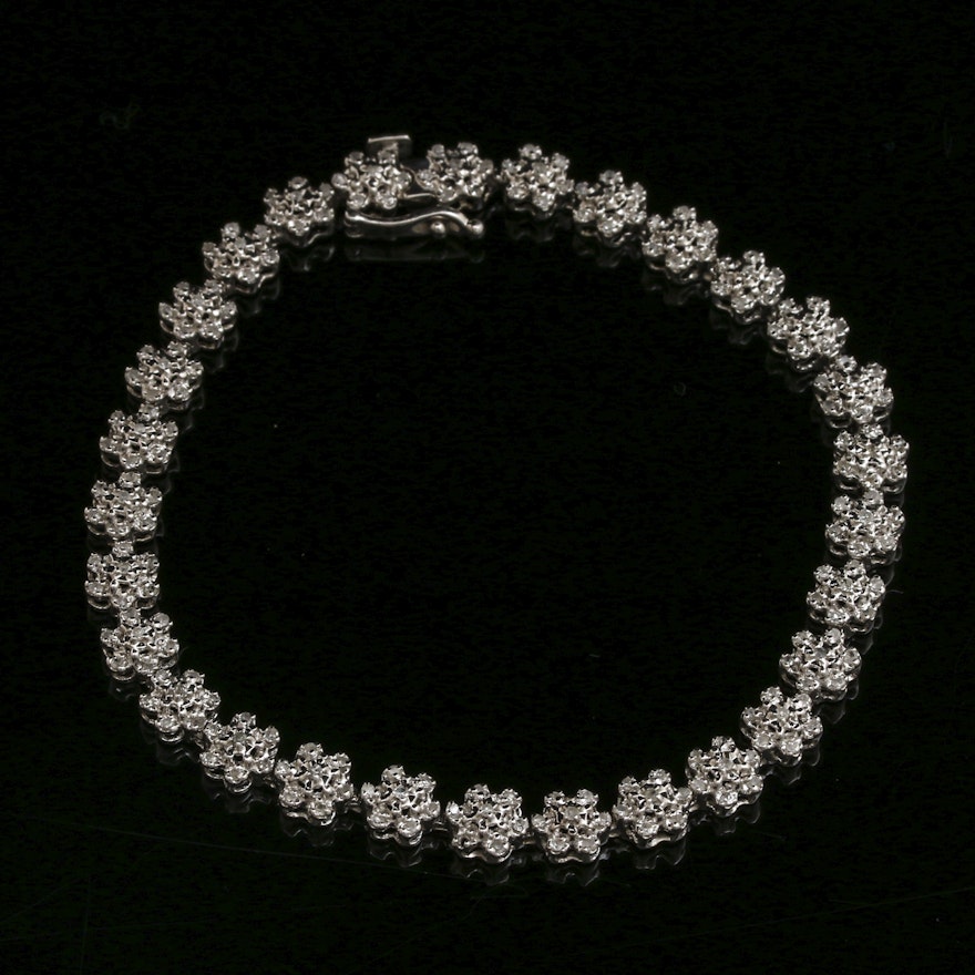 10K White Gold 1.01 CTW Diamond Bracelet