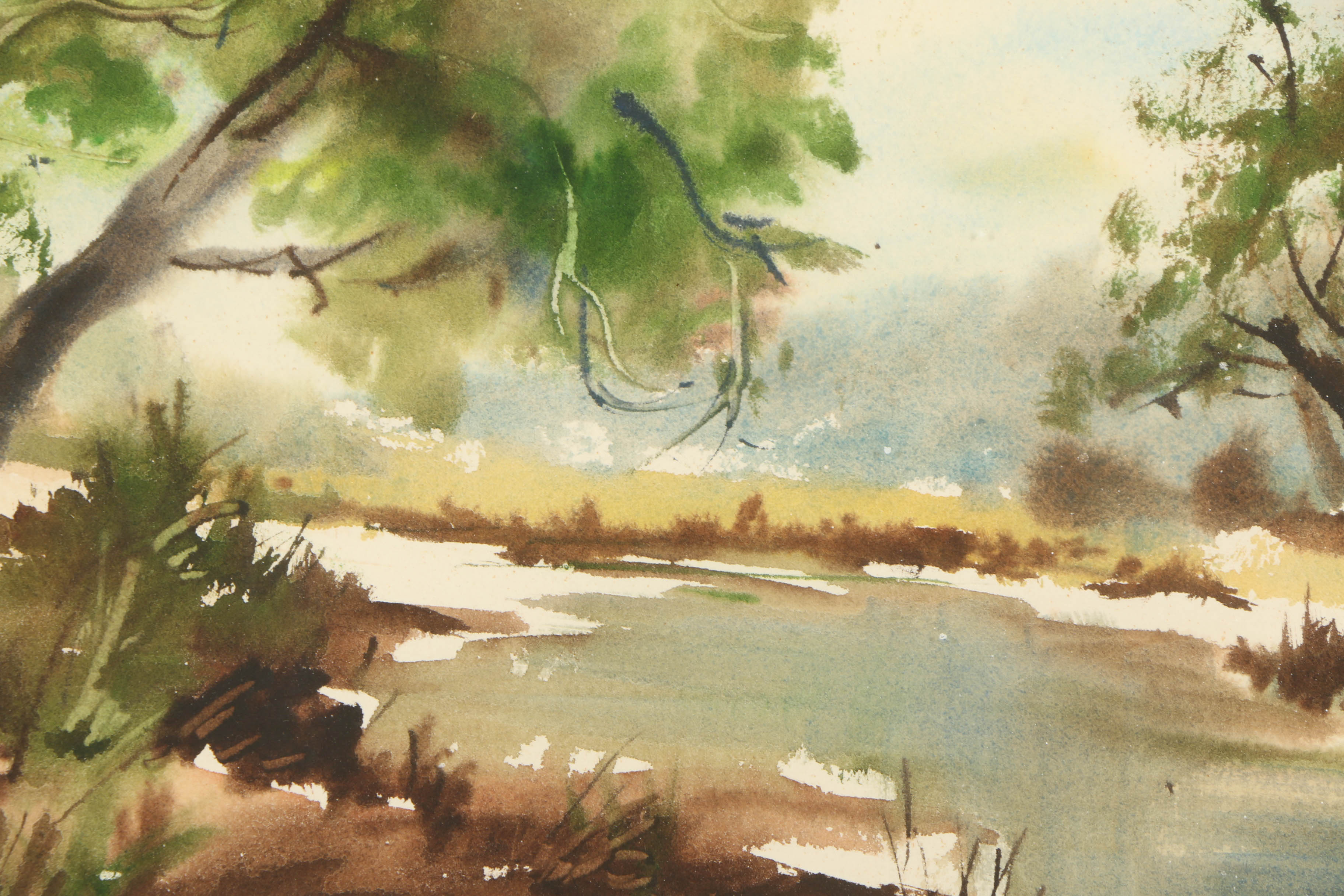 M. Cole Watercolor Landscape Painting on Paper