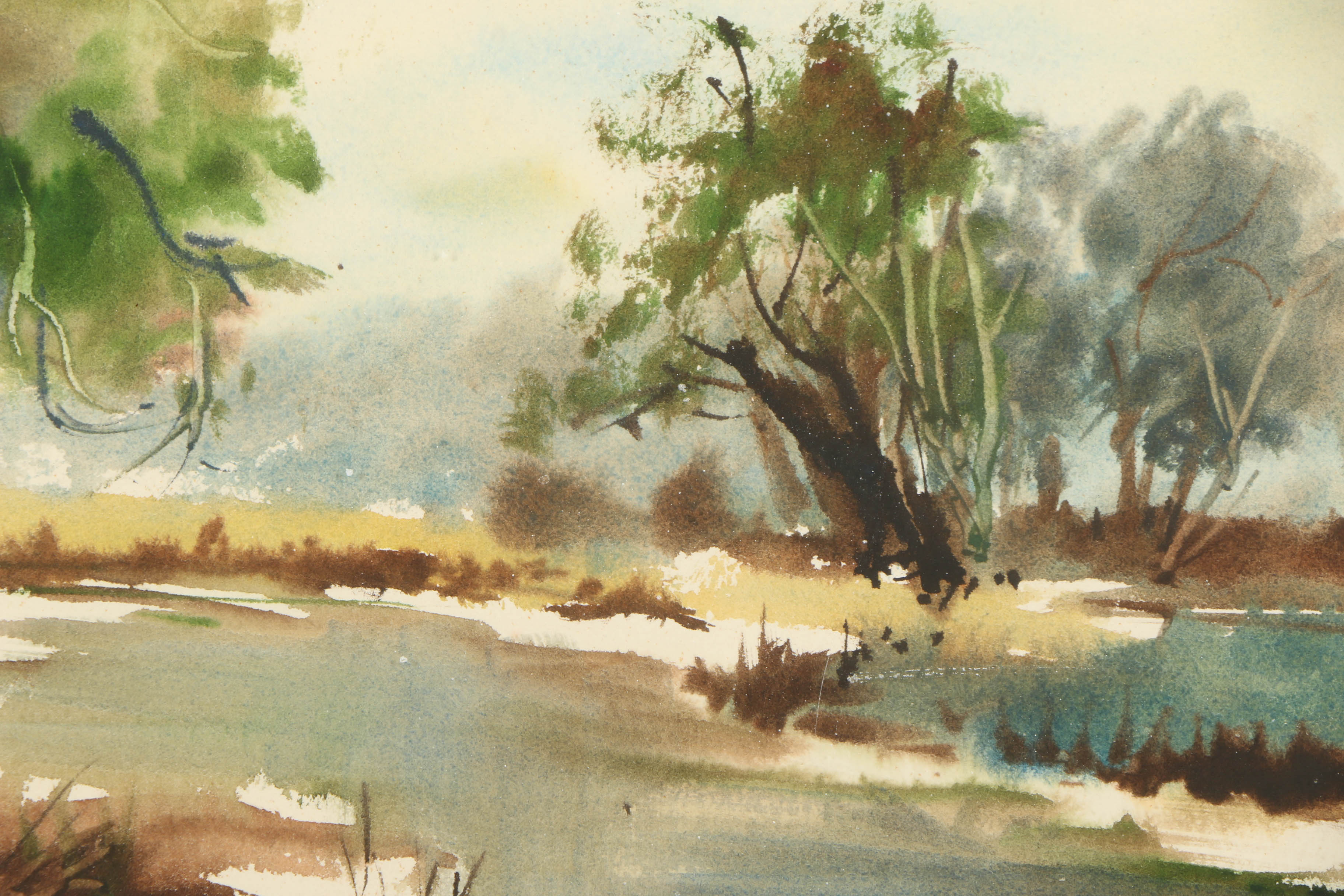 M. Cole Watercolor Landscape Painting on Paper