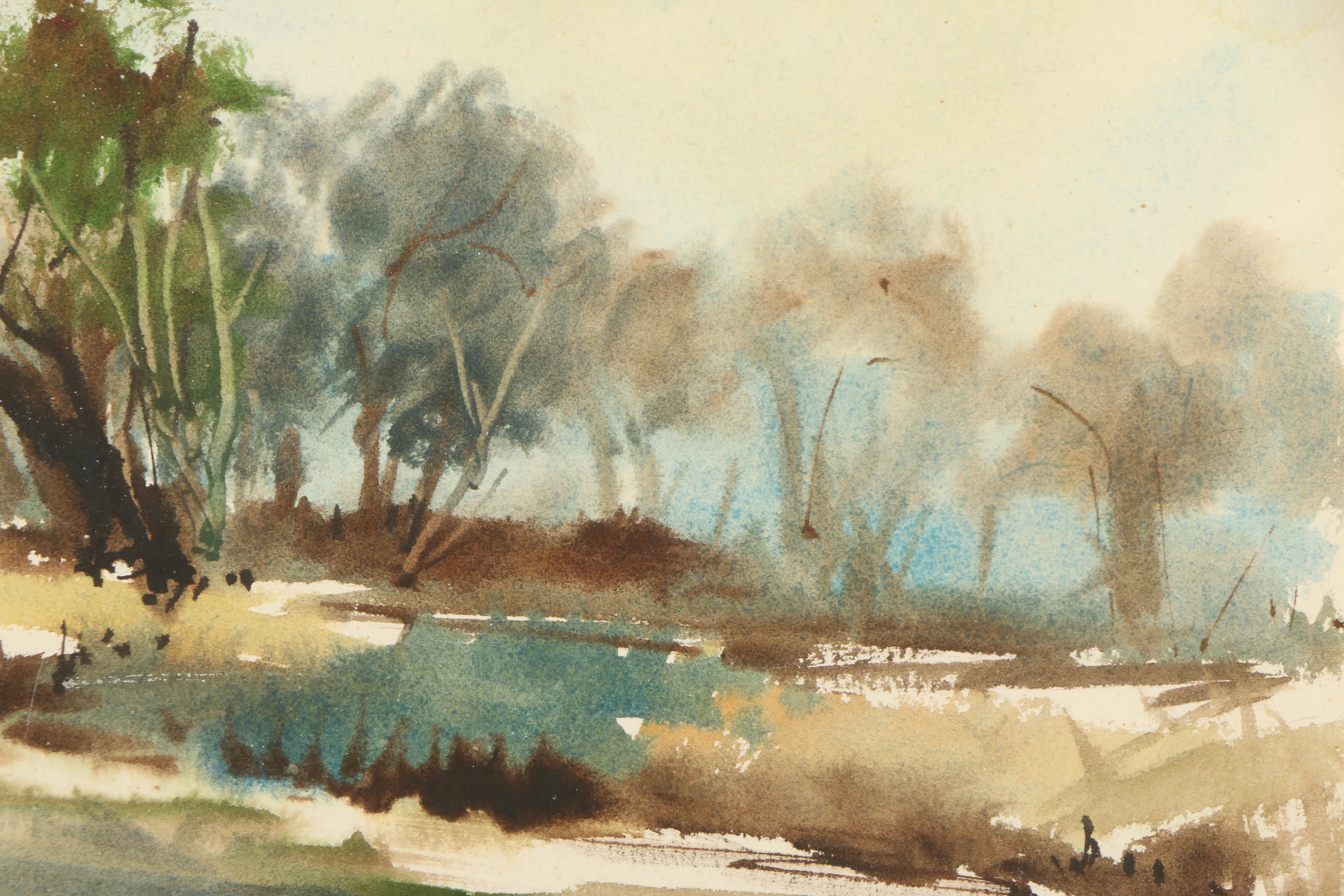 M. Cole Watercolor Landscape Painting on Paper