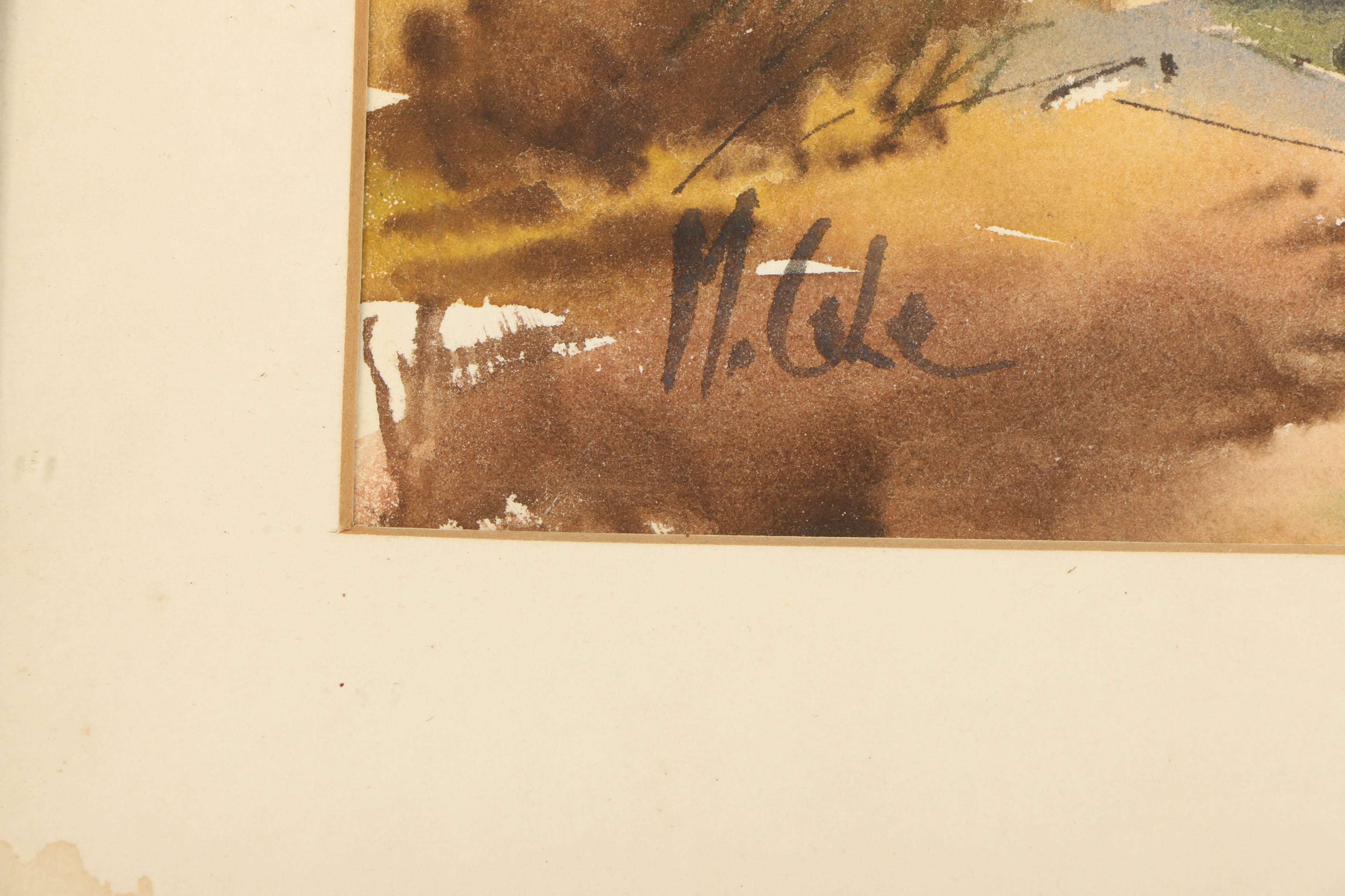 M. Cole Watercolor Landscape Painting on Paper