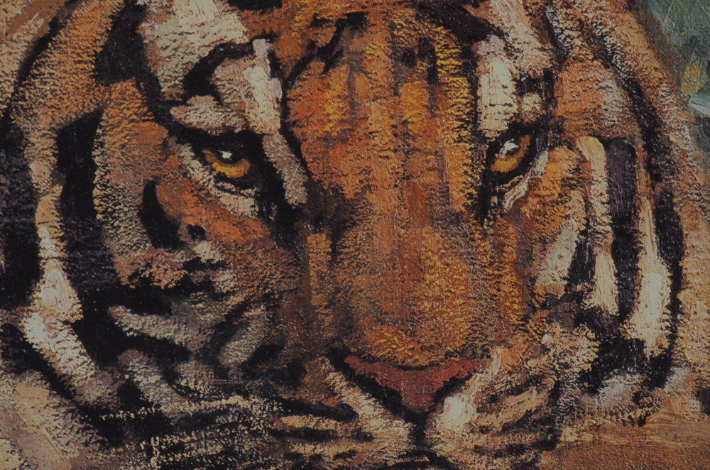 Offset Lithograph Print on Paper after Paul Jouve Painting of a Tiger