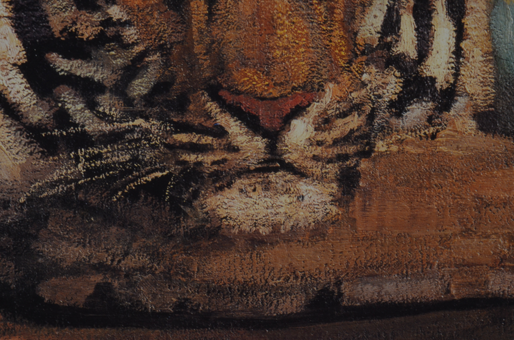 Offset Lithograph Print on Paper after Paul Jouve Painting of a Tiger