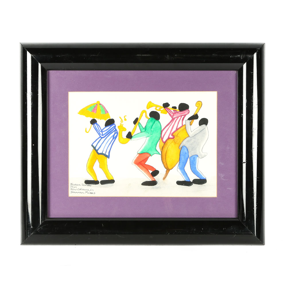 Shannan Morris "Jackson Square Jazz" Watercolor Painting
