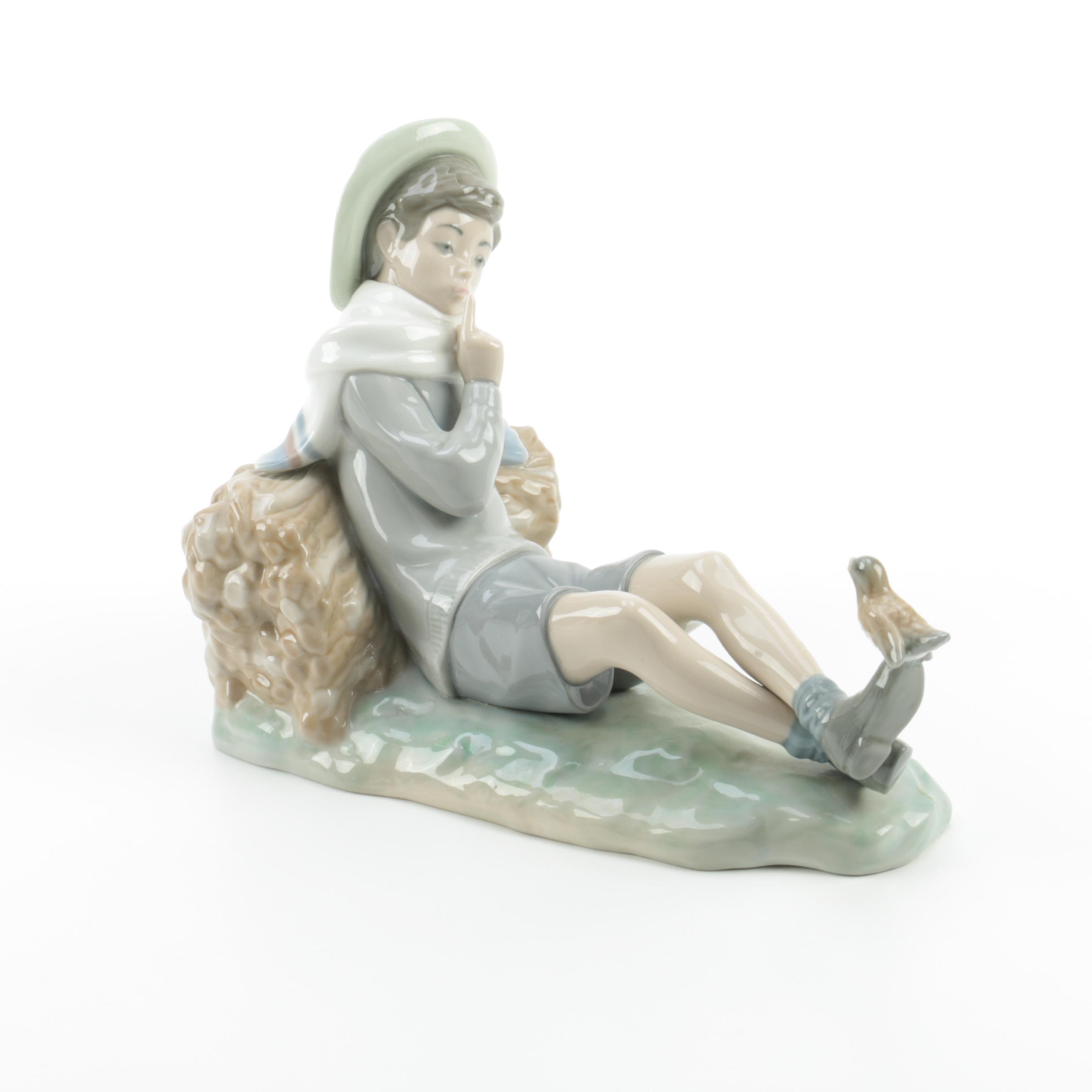 Lladro "Shepherd Boy with Bird" Figurine