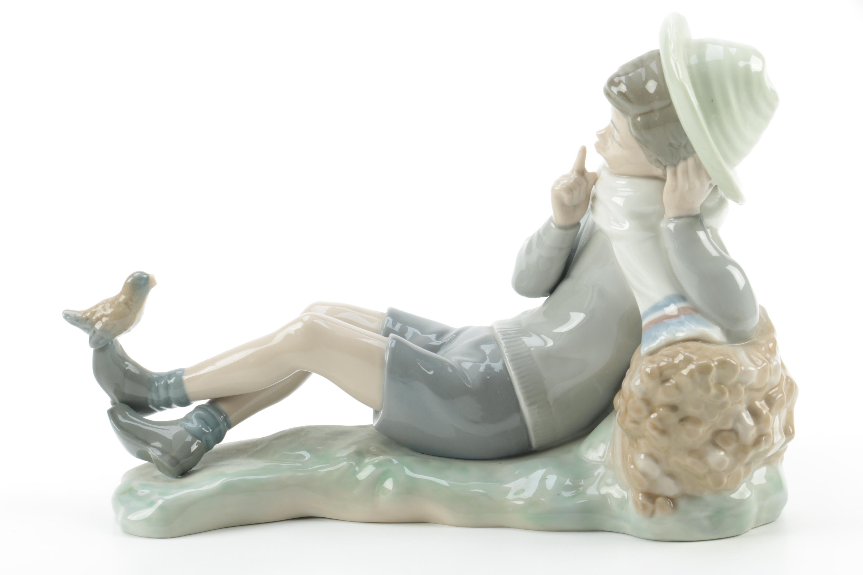 Lladro "Shepherd Boy with Bird" Figurine