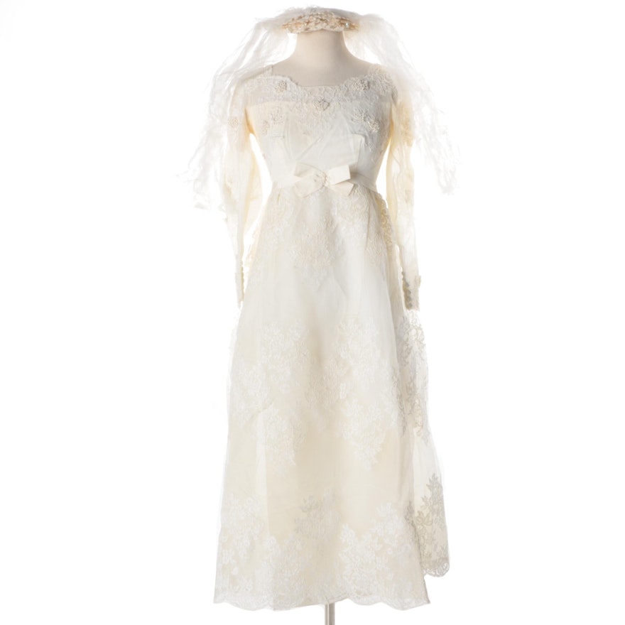 1960s Vintage Alfred Angelo Edythe Vincent Designed Wedding Dress