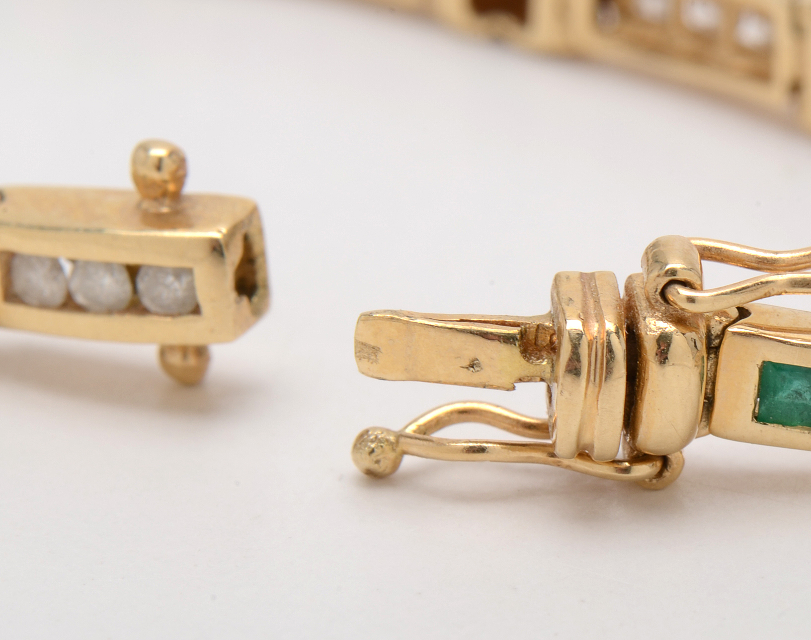 14K Yellow Gold Diamond, Natural Emerald, Blue Sapphire, and Ruby Bracelet