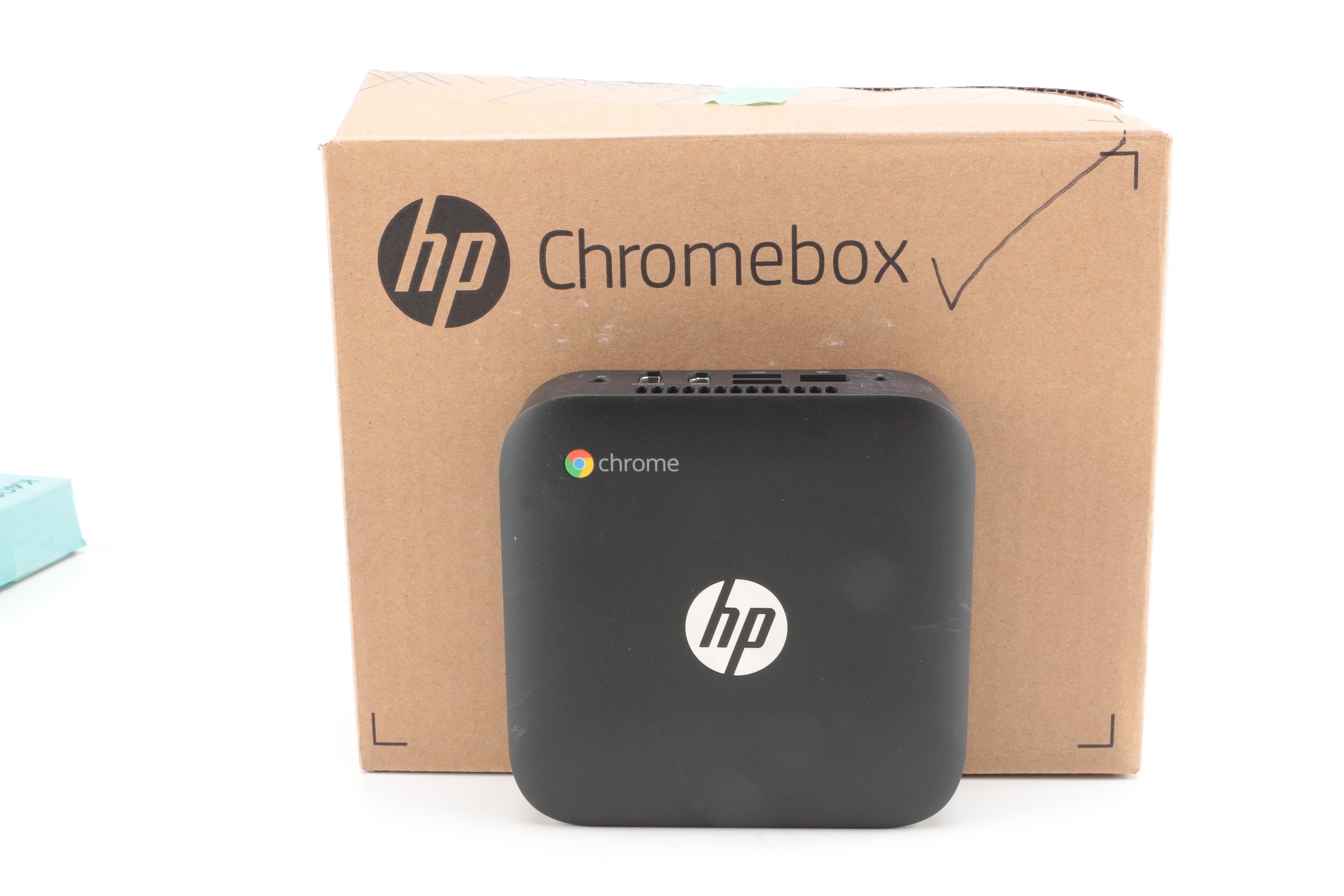 HP Chromebox Desktop Computer with Logitech Wireless Keyboard