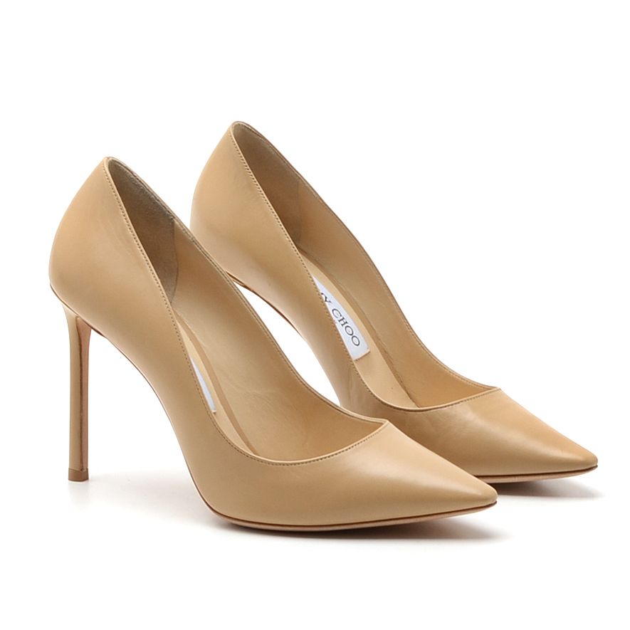 Jimmy Choo Anouk Beige Leather Stilettos