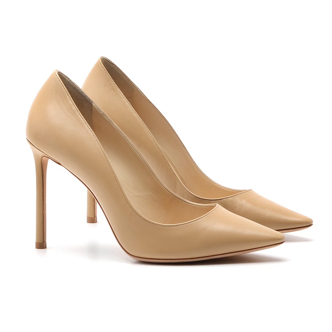 Jimmy Choo Anouk Beige Leather Stilettos