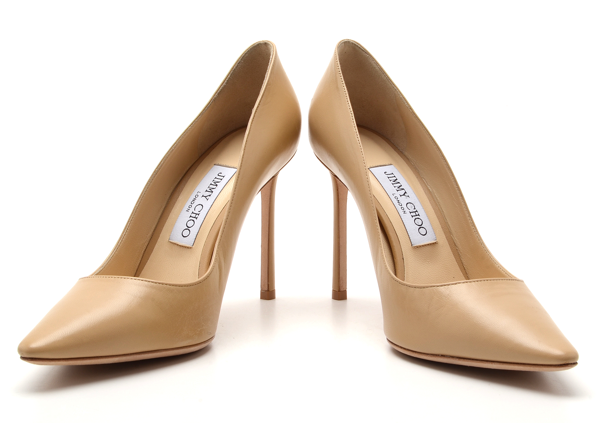 Jimmy Choo Anouk Beige Leather Stilettos