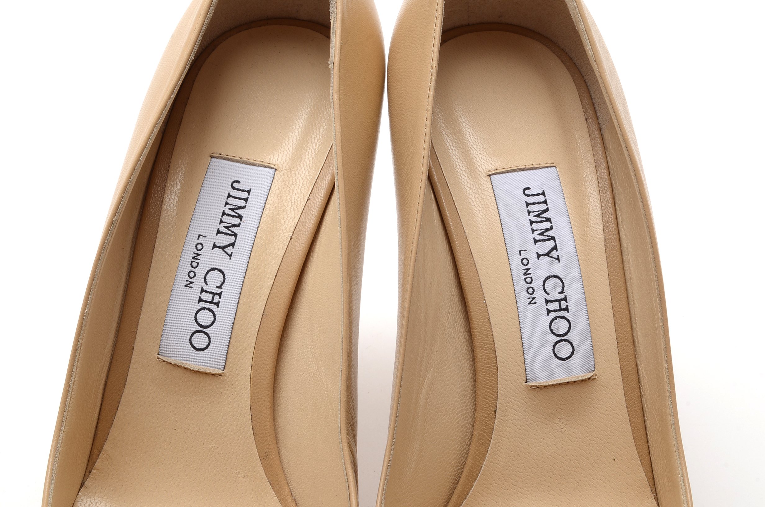 Jimmy Choo Anouk Beige Leather Stilettos