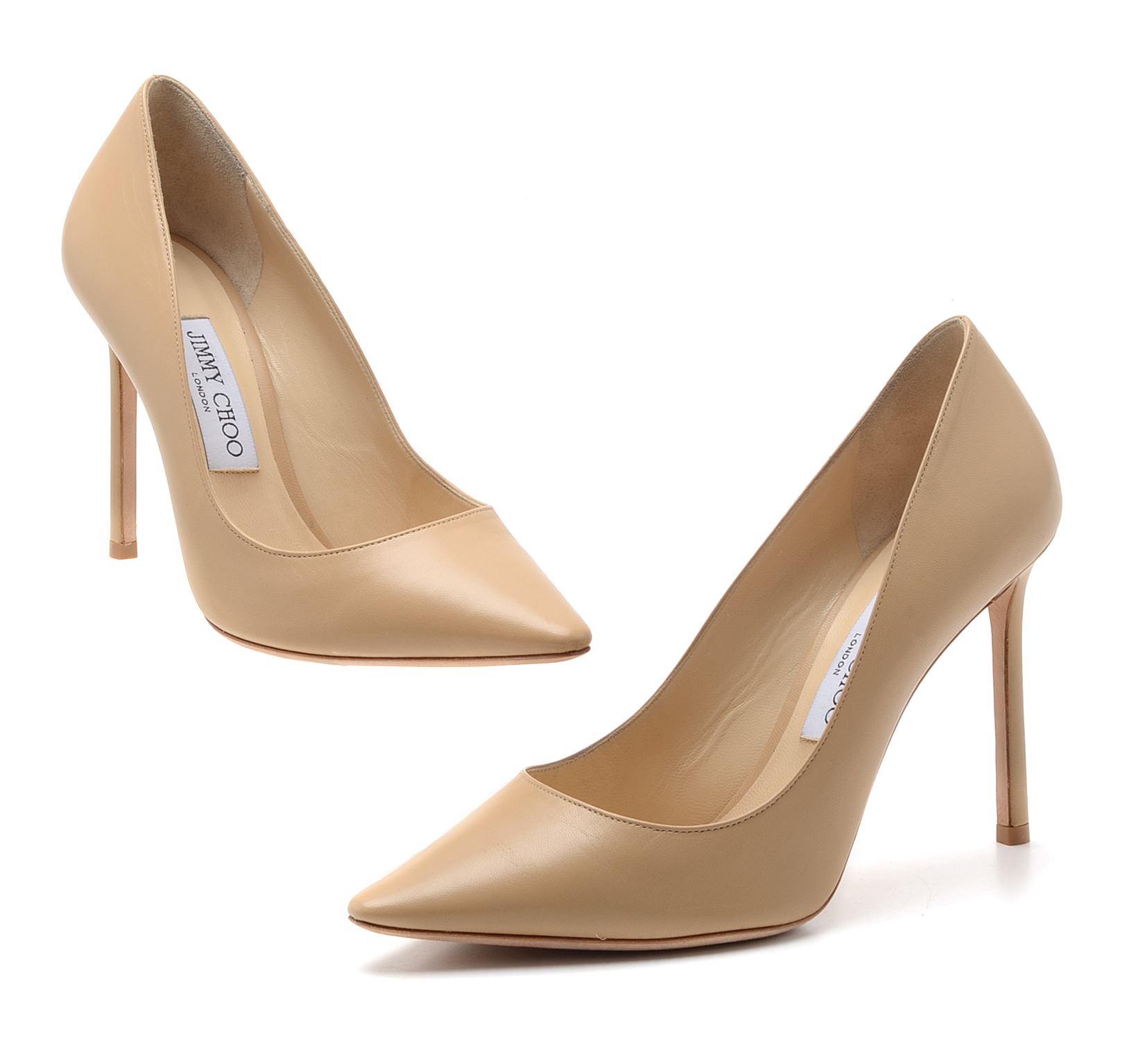 Jimmy Choo Anouk Beige Leather Stilettos