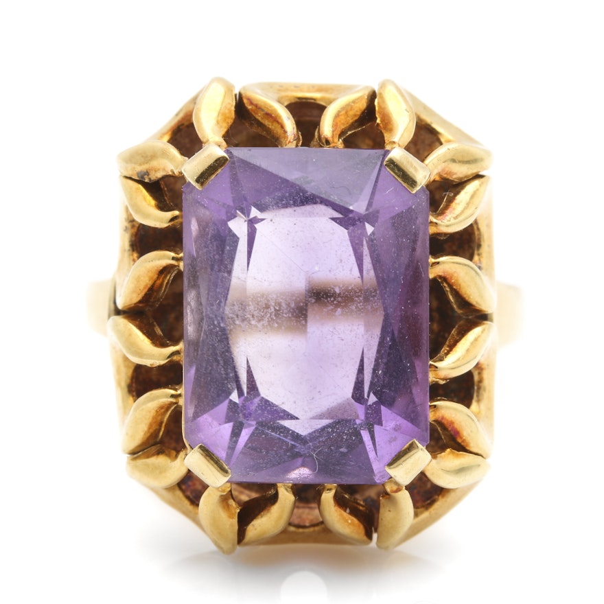 14K Yellow Gold Amethyst Ring