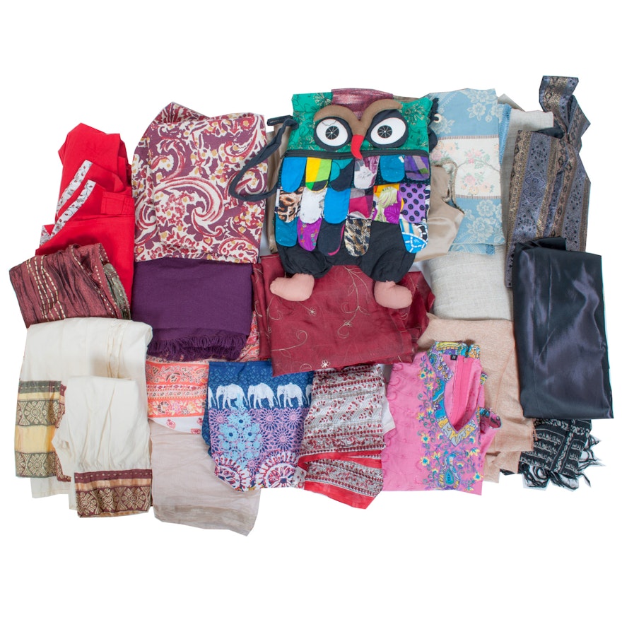 Assortment of World Culturally Themed Clothing and Textiles