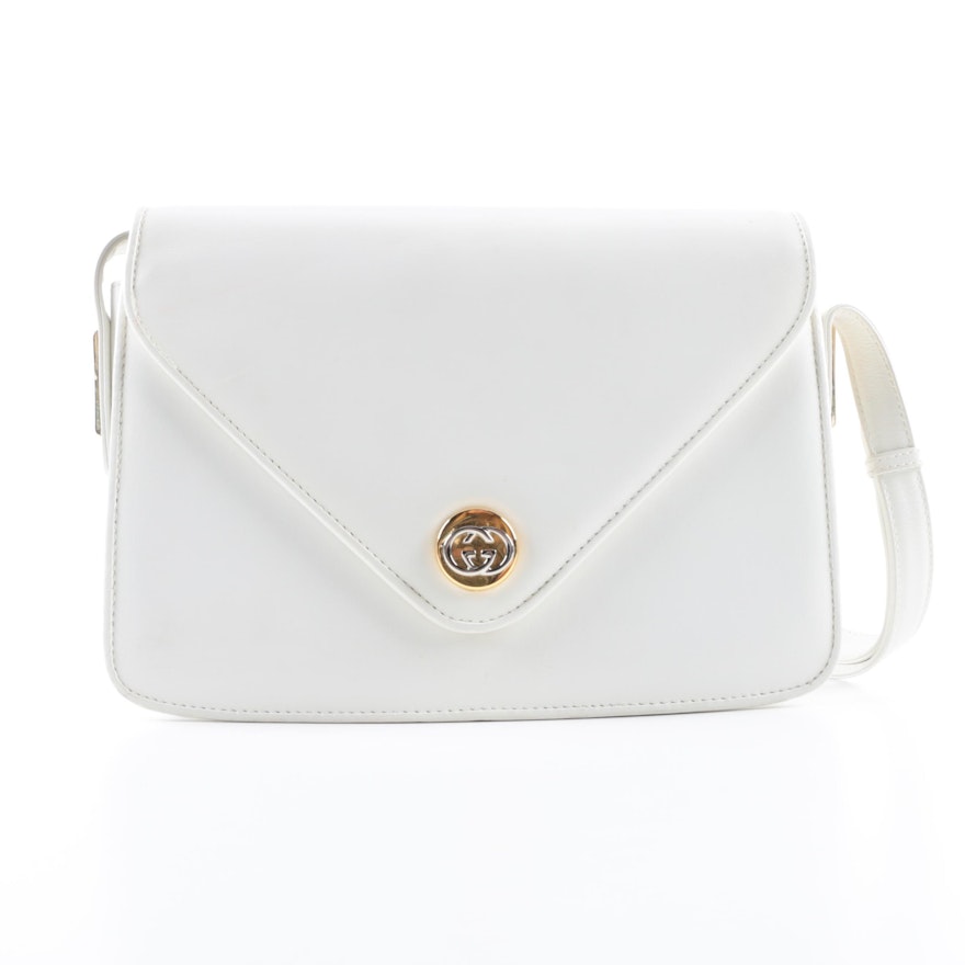 Vintage Gucci White Leather Handbag