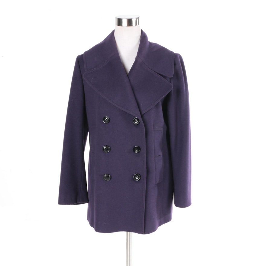 Women's Burberry London Purple Wool and Cashmere Blend Coat