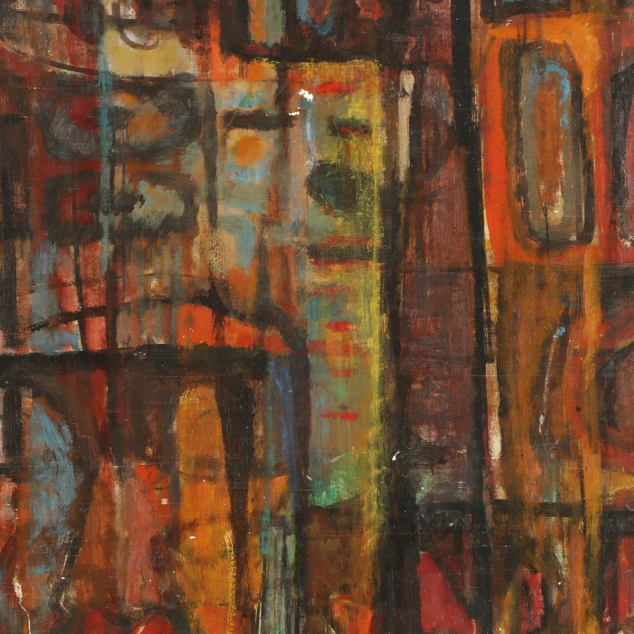 Paul Darrow 1950's Oil Painting "Totemic Symbols"