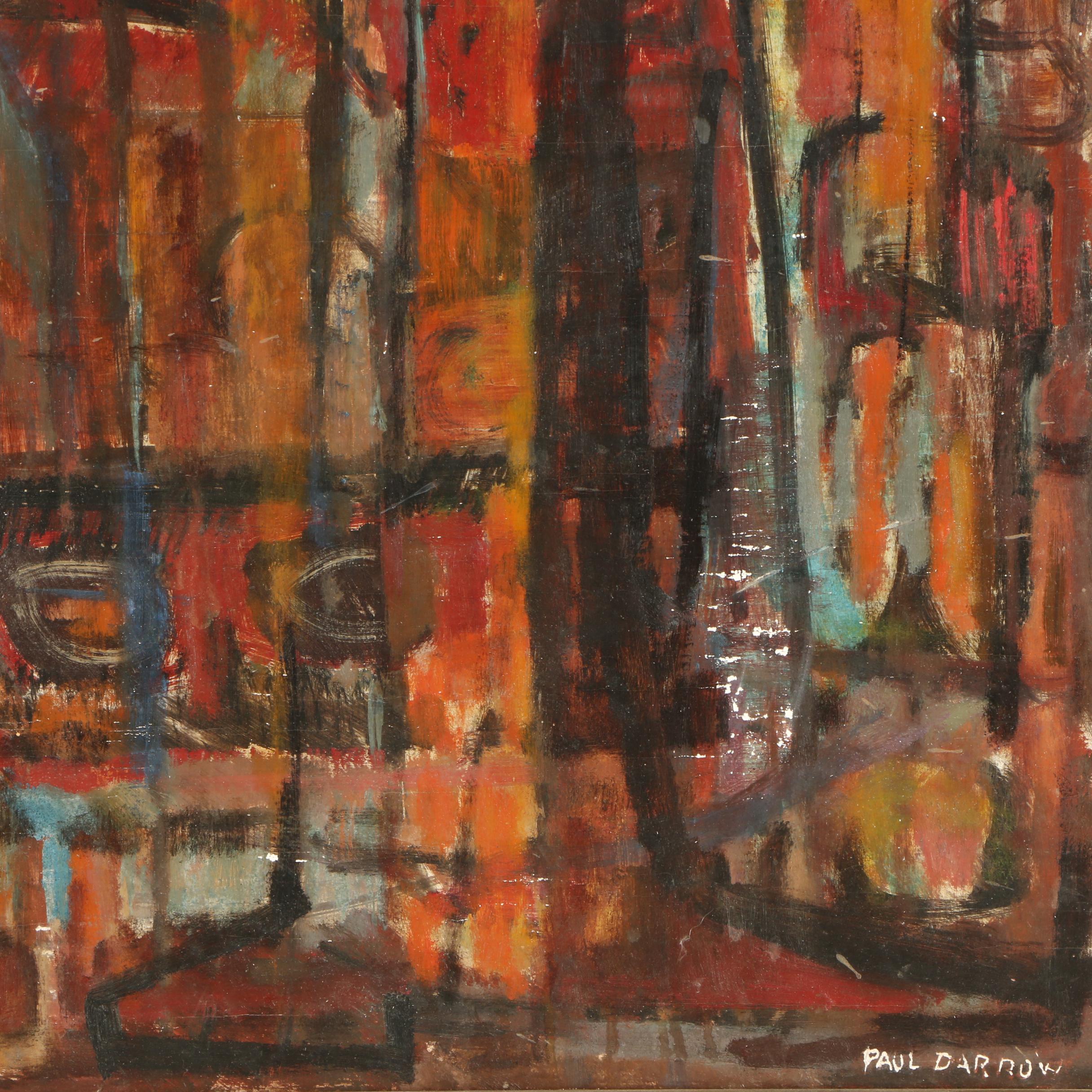 Paul Darrow 1950's Oil Painting "Totemic Symbols"