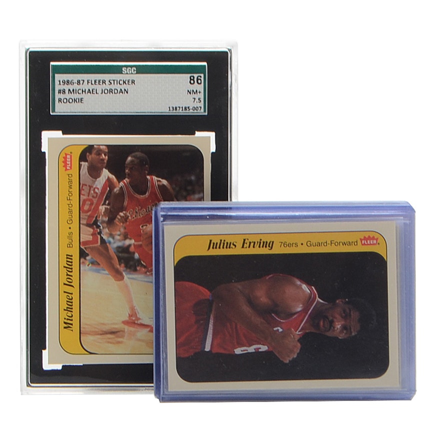 1986 Fleer Basketball Sticker Set Includes Graded Jordan