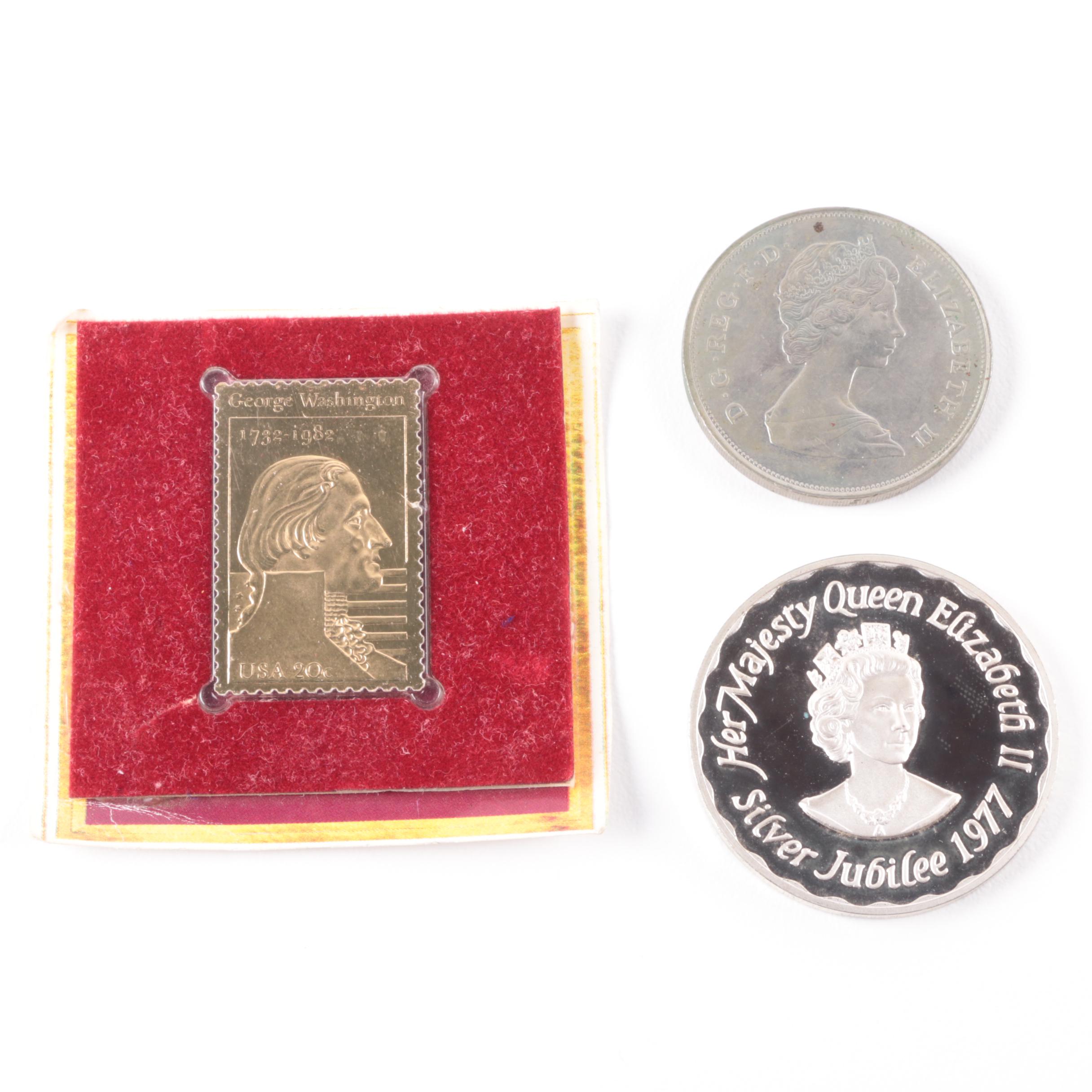 Commemorative Medallions and Stamp