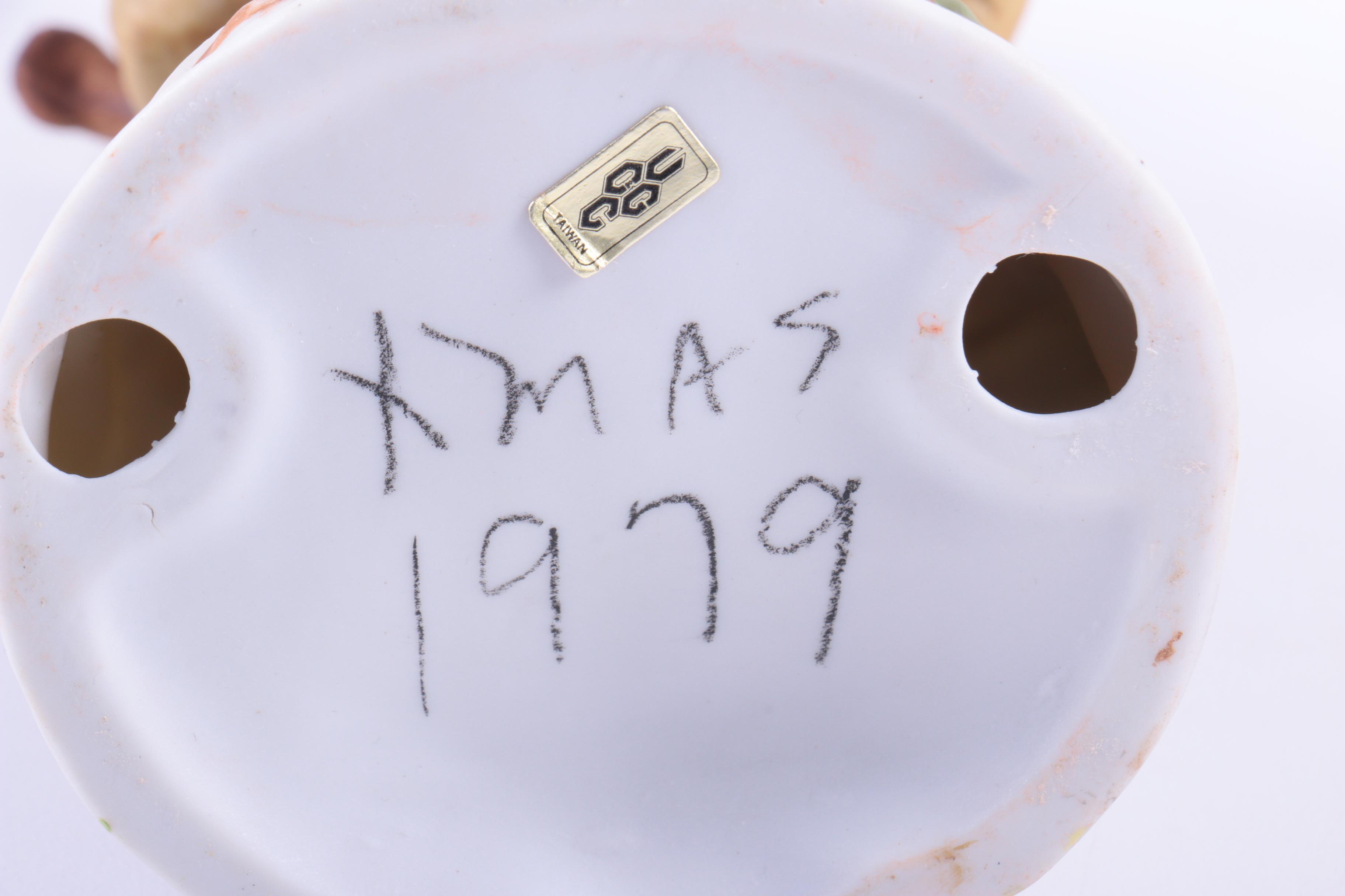 Vintage UCGC Japan "Old Woman Playing Mandolin" Bisque Porcelain Figurine