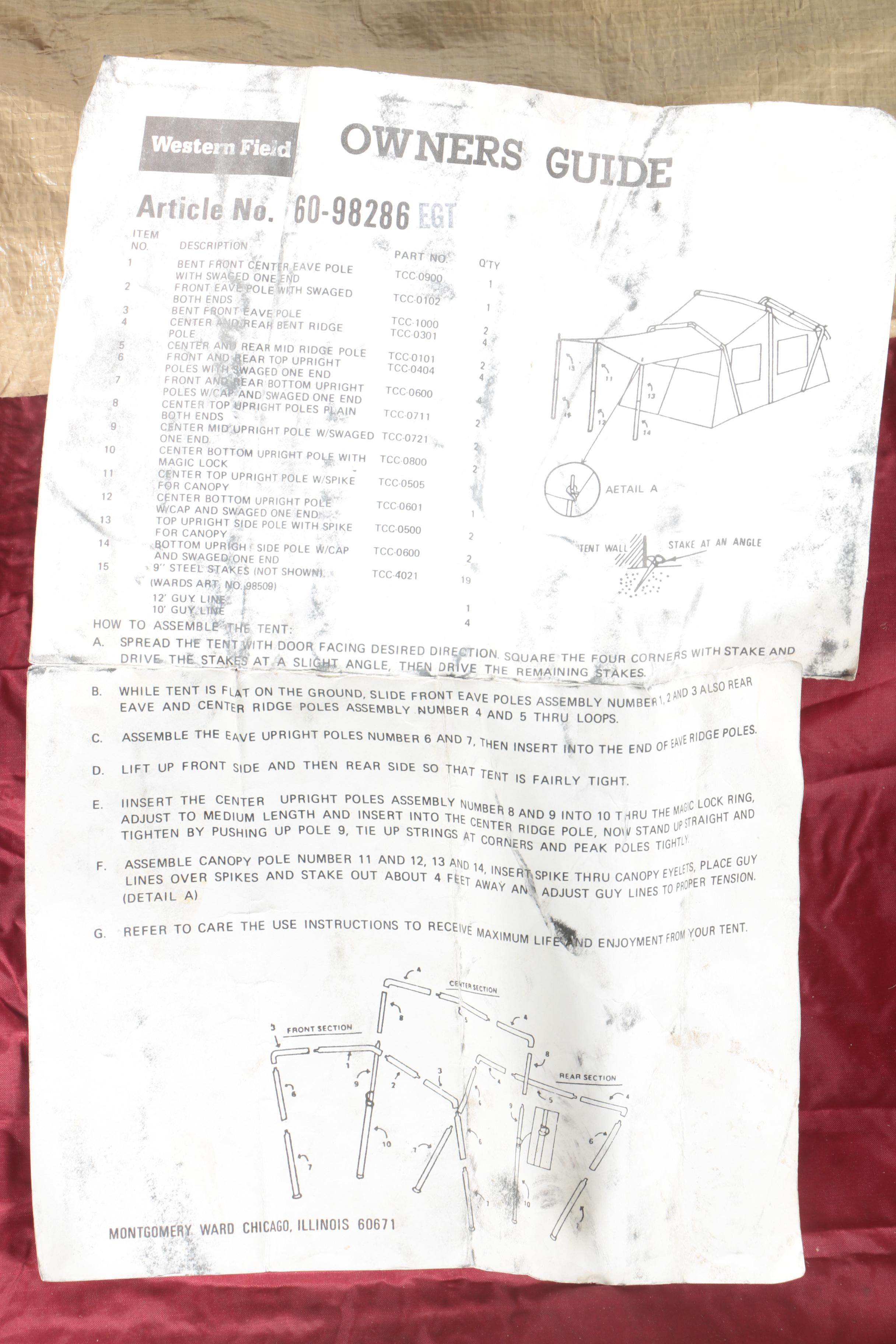 Montgomery Ward Western Field Camping Tent