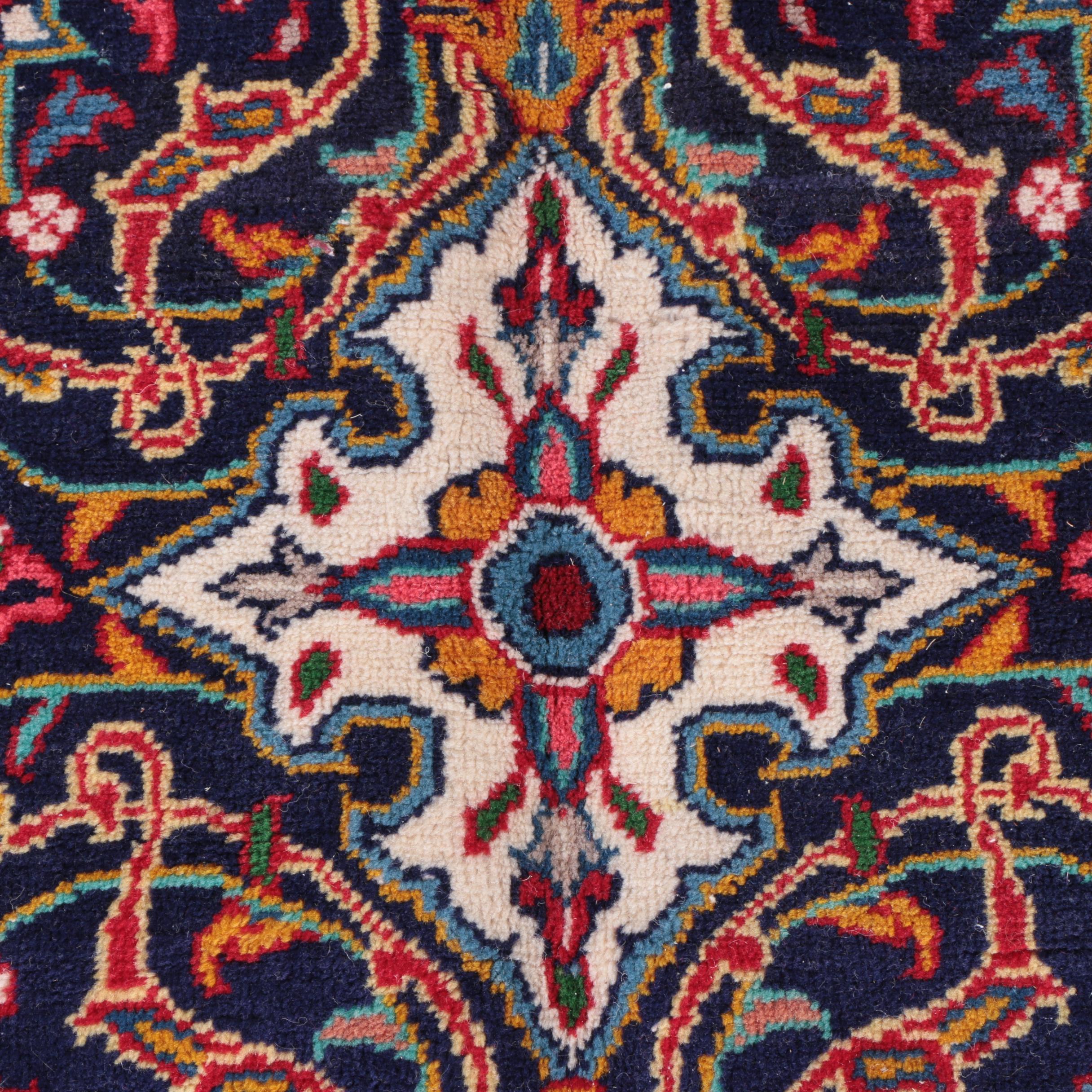 Hand-Knotted Persian Kashan Area Rug
